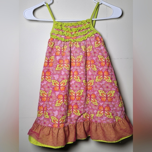Penelope Mack Other - Girl's Penelope Mack Spaghetti Strap Butterfly Ruffle Dress, Size 4T